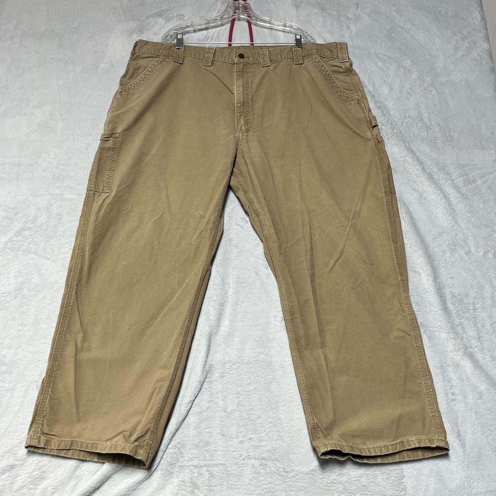 Carhartt Dungaree Fit Pants Mens 48X30 Brown Canvas Workwear Cargo